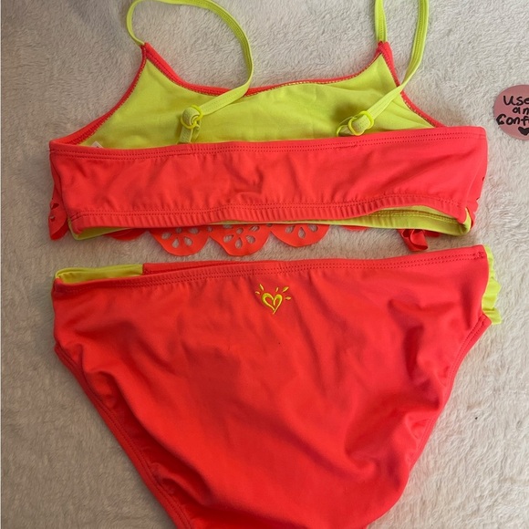 Justice Neon Pink and Yellow Bikini - Picture 2 of 7